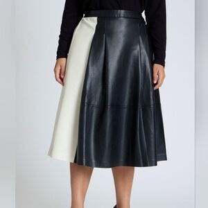 Eloquii Black and White Leather Skirt